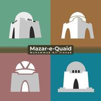uppsättning av mazar-e-quaid, jinnas mausoleum vektor illustration