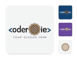 Coderpie digitale Code-Logo-Illustration. buntes Logo. Kodierung. Programmierer-Logo-Symbolvektor. vektor