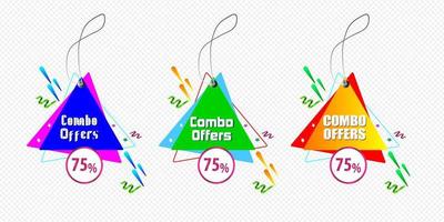 Combo bietet Verkaufsaufkleberdesign, Rabattaufkleber für große Verkaufsangebote. vektor