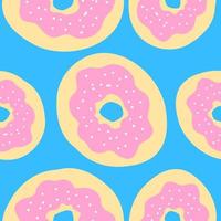 Donuts nahtloses Muster. vektorillustration im flachen stil der karikatur lokalisiert auf blauem hintergrund vektor