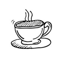 Tasse mit heißem Kaffee oder Tee auf weißem Hintergrund, Vektor