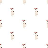 süße hunde jack russell terrier. lustige Tiere. Vektor handgezeichnetes nahtloses Muster. perfekt für baby, kinderbekleidung, druckdesign, textil. weißer Hintergrund.