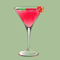 köstlicher Cocktail von roter Farbe mit einer Scheibe Grapefruit am Rand