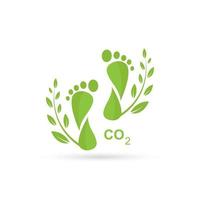 CO2-Fußabdruck c02, Baumblätter symbol.Vektor isoliert auf weißem Hintergrund. vektor