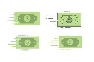 schnelle Geldüberweisung, Abhebung und Einzahlung über das Online-Web. Symbole setzen. isolierte Vektorillustration. vektor