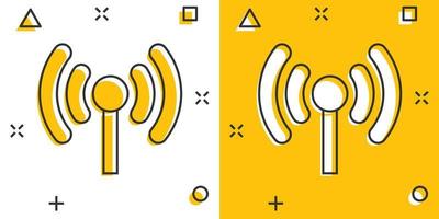 WLAN-Internet-Symbol im Comic-Stil. Wi-Fi-Wireless-Technologie-Vektor-Cartoon-Illustration-Piktogramm. Netzwerk-Wifi-Geschäftskonzept-Splash-Effekt. vektor