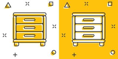 Vektor-Cartoon-Schrank-Symbol im Comic-Stil. Möbel Zeichen Abbildung Piktogramm. Kabinett Business-Splash-Effekt-Konzept. vektor