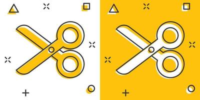 vektor tecknad serie sax ikon i komisk stil. scissor tecken illustration piktogram. klippa företag stänk effekt begrepp.