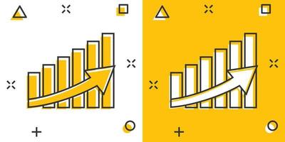 Wachstumspfeil-Symbol im Comic-Stil. Einnahmen Cartoon-Vektor-Illustration auf weißem Hintergrund isoliert. Splash-Effekt-Geschäftskonzept erhöhen. vektor