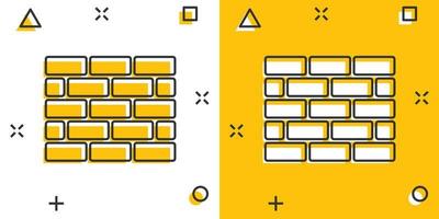 Vektor-Cartoon-Wand-Ziegel-Symbol im Comic-Stil. Wandschild Abbildung Piktogramm. stein business splash effekt konzept. vektor