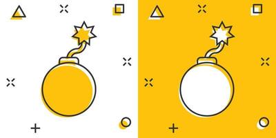 Bombensymbol im Comic-Stil. Dynamitkarikatur-Vektorillustration auf weißem lokalisiertem Hintergrund. c4 tnt Splash-Effekt-Geschäftskonzept. vektor