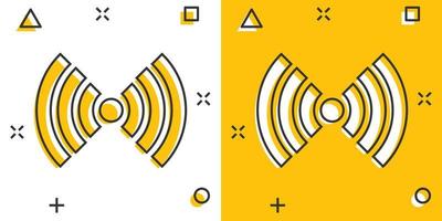 WLAN-Internet-Symbol im Comic-Stil. Wi-Fi-Wireless-Technologie-Vektor-Cartoon-Illustration-Piktogramm. Netzwerk-Wifi-Geschäftskonzept-Splash-Effekt. vektor