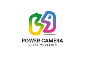 s-Brief-Power-Kamera-Logo-Design, buntes Fotografie-Kamera-Logo vektor