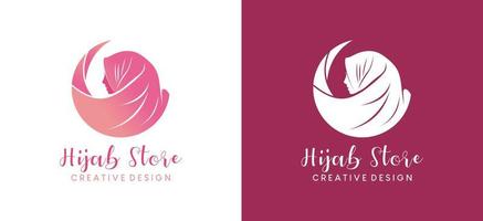 hijab logotyp design, hijab boutique, hijab mode och hijab skönhet med en enkel begrepp vektor