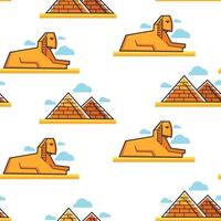 sfinx och pyramid egyptisk arkitektur och landmärke sömlös mönster vektor