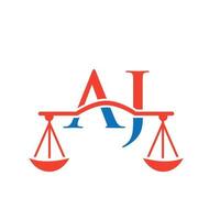buchstabe aj anwaltskanzlei logo design für anwalt, justiz, rechtsanwalt, legal, anwaltsservice, anwaltskanzlei, skala, anwaltskanzlei, anwaltsunternehmen vektor