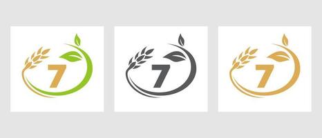 brev 7 lantbruk logotyp. jordbruksföretag, ekogård design mall vektor
