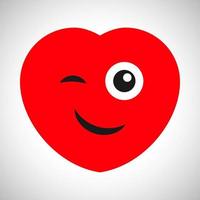 leende tecknad serie hjärta med en blinkning. symbol av kärlek. vektor illustration