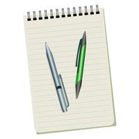 anteckningsbok och två pennor på en vit bakgrund vektor