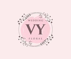 vy Initialen Brief Hochzeit Monogramm Logos Vorlage, handgezeichnete moderne minimalistische und florale Vorlagen für Einladungskarten, Datum speichern, elegante Identität. vektor