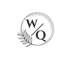 wq Initialen Brief Hochzeit Monogramm Logos Vorlage, handgezeichnete moderne minimalistische und florale Vorlagen für Einladungskarten, Datum speichern, elegante Identität. vektor