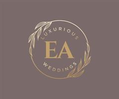 Ea Initialen Brief Hochzeit Monogramm Logos Vorlage, handgezeichnete moderne minimalistische und florale Vorlagen für Einladungskarten, Datum speichern, elegante Identität. vektor