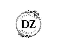 dz Initialen Brief Hochzeit Monogramm Logos Vorlage, handgezeichnete moderne minimalistische und florale Vorlagen für Einladungskarten, Datum speichern, elegante Identität. vektor