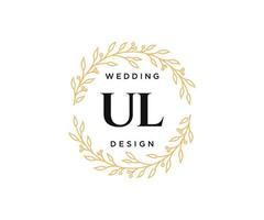 ul initials brief hochzeitsmonogramm logos sammlung, handgezeichnete moderne minimalistische und florale vorlagen für einladungskarten, save the date, elegante identität für restaurant, boutique, café im vektor