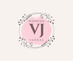 vj initialer brev bröllop monogram logotyper mall, hand dragen modern minimalistisk och blommig mallar för inbjudan kort, spara de datum, elegant identitet. vektor