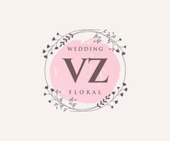 vz Initialen Brief Hochzeit Monogramm Logos Vorlage, handgezeichnete moderne minimalistische und florale Vorlagen für Einladungskarten, Datum speichern, elegante Identität. vektor