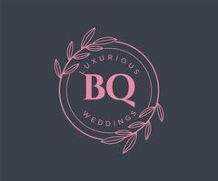 bq initialer brev bröllop monogram logotyper mall, hand dragen modern minimalistisk och blommig mallar för inbjudan kort, spara de datum, elegant identitet. vektor