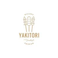 yakitori essen köstliches fleisch und gemüse linien kunst logo design vektor symbol illustration vorlage