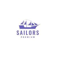 galeere boot holz segeln traditionelle segler linie logo design vektor symbol illustration vorlage