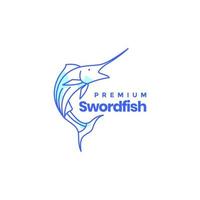 Meer Ozean Fisch Schwertfisch Springen Fischen Essen abstrakte Linien Kunst Logo Design Vektor Symbol Illustration Vorlage