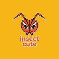 insekt myra huvud antenn djur- färgrik söt maskot logotyp design vektor ikon illustration mall