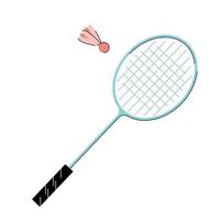 badminton racket med fjäderboll isolerat vektor illustration