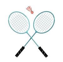 badminton racket med fjäderboll isolerat vektor illustration