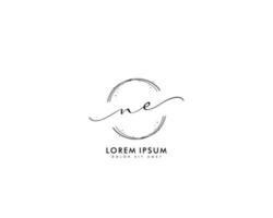 första brev ne feminin logotyp skönhet monogram och elegant logotyp design, handstil logotyp av första signatur, bröllop, mode, blommig och botanisk med kreativ mall vektor