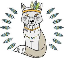 ethnisches Totem eines Wolfes. Indischer Wolf, aztekischer Stil. hand gezeichnete tierillustration vektor