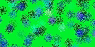 ljusblå, grön vektor naturlig layout med blommor.