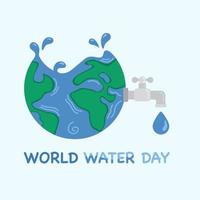 Plakat zum Weltwassertag. wasser sparen webvorlage, flyer, banner, grußkarte. Abbildung des Planeten Erde. vektor