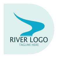 Logos von Flüssen, Bächen, Flussufern und Bächen, Nebenflüssen, Flussufern mit einer Kombination aus Bergen und landwirtschaftlichen Flächen mit einem modernen und einfachen minimalistischen Vektordesignkonzept vektor