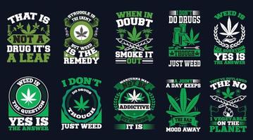 Cannabis-T-Shirt-Designpaket vektor