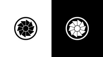 industri logotyp mteknologi logotyp monogram turbin svart och vit ikon illustration stil mönster mallsonogram turbin svart och vit ikon illustration stil mönster mallar vektor