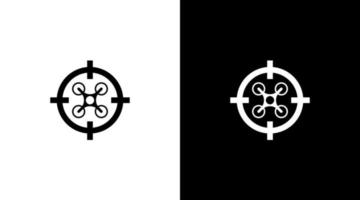 Drönare jägare skott mål logotyp monogram svart och vit ikon illustration stil mönster mallar vektor
