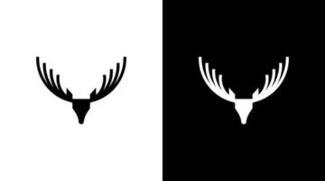 rådjur huvud med horn logotyp monogram svart och vit ikon illustration stil mönster mallar vektor