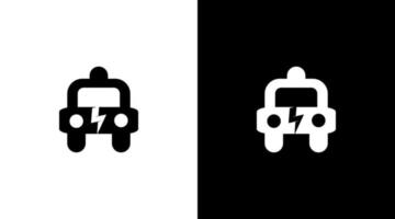 Elektroauto-Logo-Monogramm-Schwarz-Weiß-Symbol-Illustrationsstil entwirft Vorlagen vektor