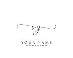 anfängliches VG-Schönheitsmonogramm und elegantes Logo-Design, Handschrift-Logo der Erstunterschrift, Hochzeit, Mode, Blumen und Pflanzen mit kreativer Vorlage. vektor