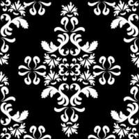 antikes Damastmuster auf schwarzem Hintergrund. nahtlose Tapete mit Arabesken im orientalischen Stil. Schwarz und weiß. Vektor. vektor