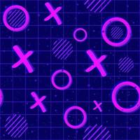 Psychedelic Neon X und O nahtloses Muster für Spiele. vektor